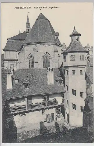 (114163) AK Ansbach, Behringerhof, Kirche, Behringerhaus, vor 1945