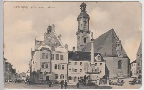 (113940) AK Freising, Rathaus, Kirche, Mariensäule, Feldpost 1915