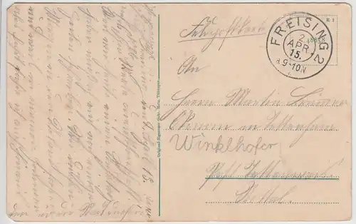 (113940) AK Freising, Rathaus, Kirche, Mariensäule, Feldpost 1915