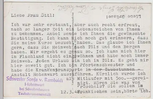 (113586) AK Taubstummenanstalt Hohenwart, Oberbayern 1948