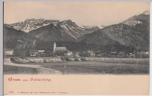 (113489) AK Gruß aus Schleching, Panorama, Kirche, bis 1905