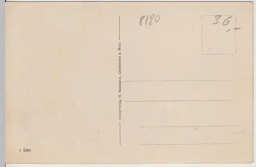 (113149) AK Gemünden am Main, Hotel Koppen, Hexenturm, Kirche, vor 1945