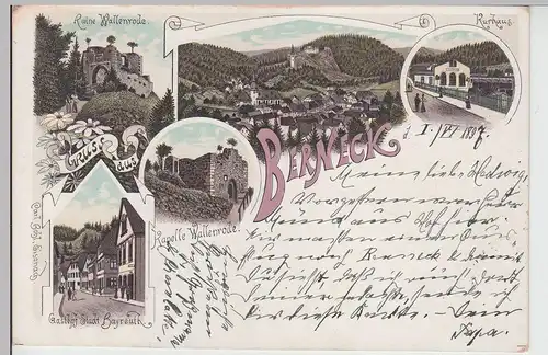 (113130) AK Gruss aus Berneck, Wallenrode, Kurhaus, Gasthof, Litho 1897
