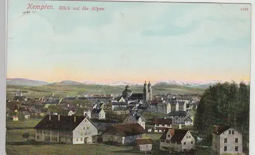 (113105) AK Kempten, Totale m. Blick a.d. Alpen 1912