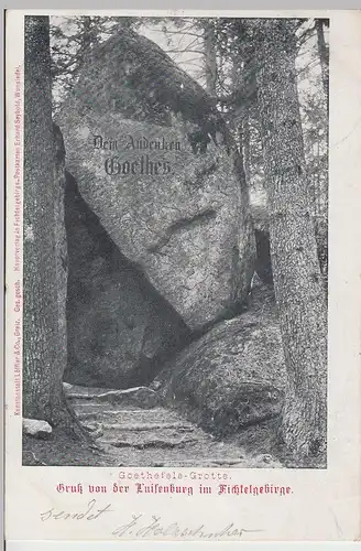 (113072) AK Gruss von der Luisenburg i. Fichtelgebirge, Goethefels-Grotte 1903