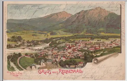 (113053) AK Gruss aus Reichenhall, Gesamtansicht, Litho 1906