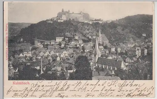 (113050) AK Kulmbach, Blick zur Plassenburg um 1900