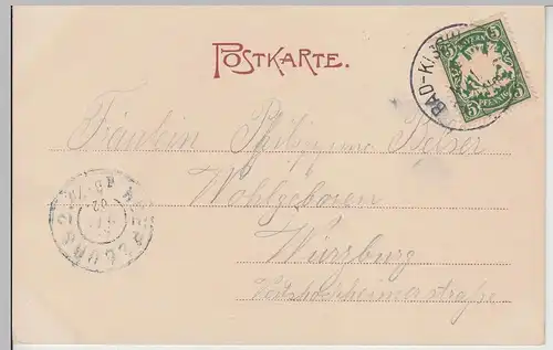 (113038) AK Bad Kissingen, Saalepartie m. Bodenlaube 1902