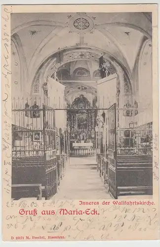 (112798) AK Siegsdorf, Gruß aus Maria-Eck, Inneres der Wallfahrtskirche 1903