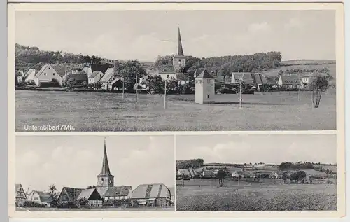 (112611) AK Unternbibert, Rügland, Panorama mit Kirche, Mehrbildkarte, vor 1945