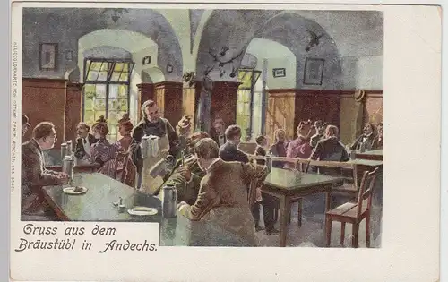 (112603) Künstler AK Gruß aus dem Bräustübl in Andechs, bis um 1905