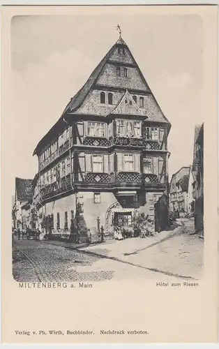 (112595) AK Miltenberg am Main, Hotel zum Riesen, vor 1945