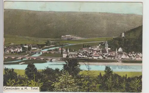 (112498) AK Gemünden, Main, Panorama, Feldpost, um 1916