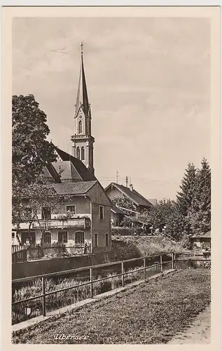 (112411) Foto AK Übersee, Chiemgau, Kirche, vor 1945