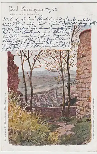 (112402) Künstler AK Bad Kissingen, Blick von der Bodenlaube 1898