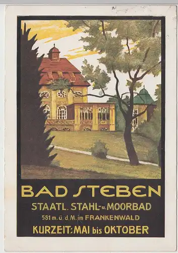 (112288) Künstler AK Bad Steben, Kurhaus Parkseite 1934