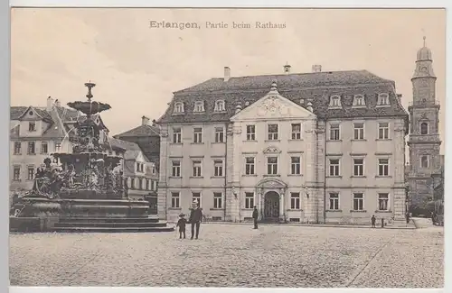 (111950) AK Erlangen, Partie beim Rathaus 1910er