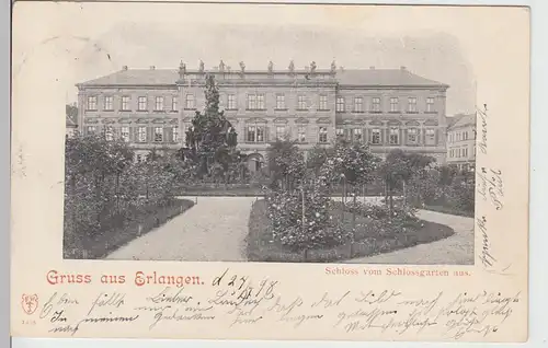 (111887) AK Gruß aus Erlangen, Schloss, Blick vom Schlossgarten 1898