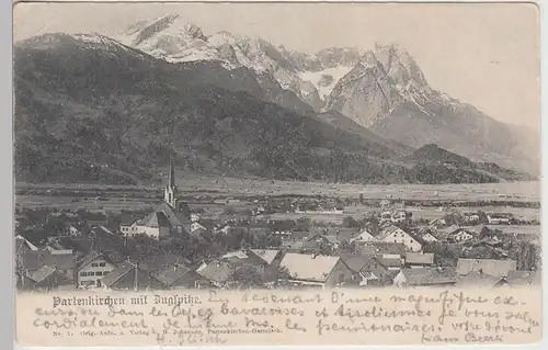 (111834) AK Partenkirchen, Panorama, Zugspitze 1901