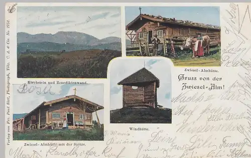 (111473) AK Gruß von der Zwiesel Alm, Windhütte, Almhütte, Zwieselalm 1900