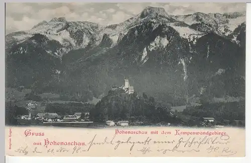 (110498) AK Gruss aus Hohenaschau, Ansicht m. Kampenwandgebirge 1898