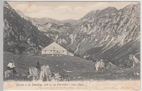 (110242) AK Gruss von der Seealpe bei Oberstdorf, vor 1905