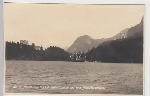 (110207) Foto AK Alpsee, Schwangau, Schloss Hohenschwangau, vor 1945