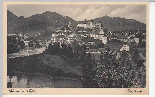 (109459) AK Füssen im Allgäu, Panorama, Kloster St. Mang, Hohes Schloss, vor 194