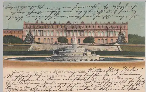 (109145) AK Gruss vom Kgl. Schloss Herrenchiemsee, vor 1905