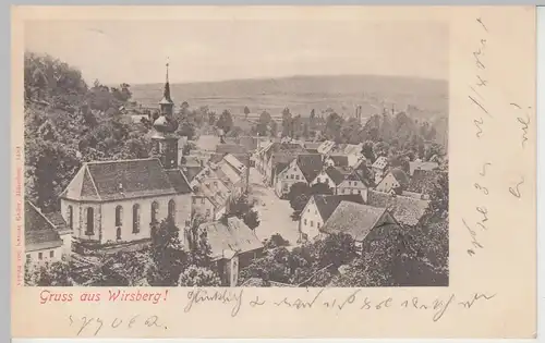 (108934) AK Gruß aus Wirsberg, Ort mit Kirche 1904