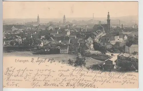 (108836) AK Erlangen, Ortsansicht mit Kirche 1908