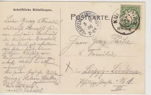 (107853) AK Kulmbach, Blick vom Bergschlösschen 1906