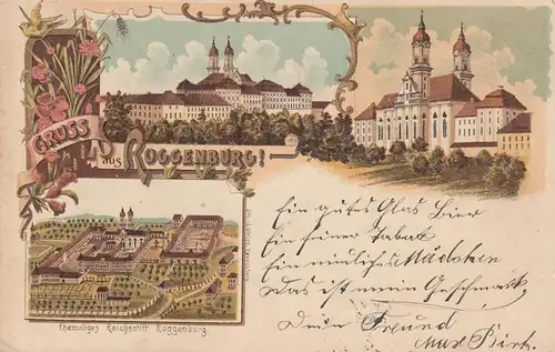 (107847) AK Gruß aus Roggenburg, Kloster, Golddruck, Litho. 1899