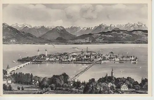 (107765) Künstler AK Lindau, Bodensee, Panorama, vor 1945