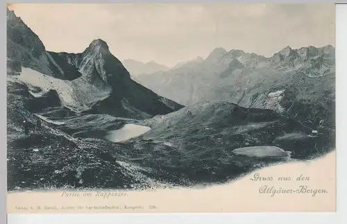 (107480) AK Gruss aus den Allgäuer Bergen, Partie am Rappensee, vor 1905