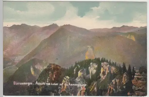 (107475) AK Oberammergau, Aussicht vom Laber auf das Ammergebirge, vor 1905