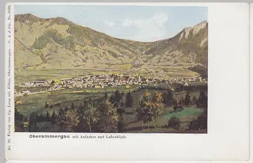 (107474) AK Oberammergau, Ansicht mit Aufacker u. Laberköpfe, vor 1905