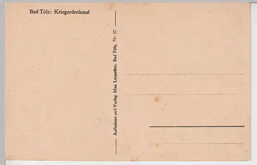 (107441) AK Bad Tölz, Kriegerdenkmal, vor 1945