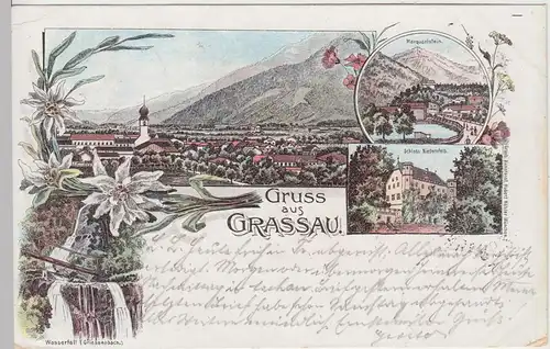 (107403) AK Gruss aus Grassau, Mehrbild Litho 1897