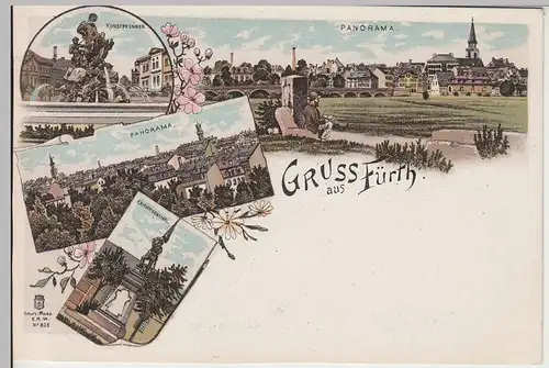 (107283) AK Gruss aus Fürth, Mehrbild Litho vor 1905