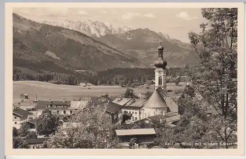 (107247) Foto AK Reit im Winkl, Ansicht mit Wildem Kaiser, vor 1945