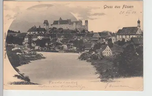 (107221) AK Gruss aus Füssen, Panorama 1904