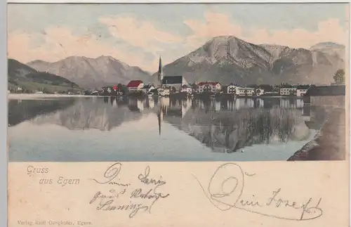 (107195) AK Gruß aus Egern, Tegernsee, Panorama 1900