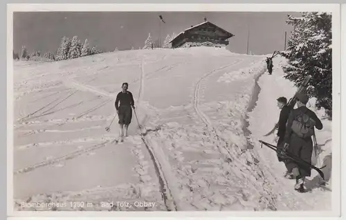 (107193) Foto AK Blomberghaus, Bad Tölz, Skifahrer, Feldpost 1942