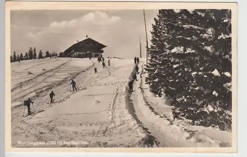 (107192) Foto AK Blomberghaus, Bad Tölz, Skifahrer, Feldpost 1942