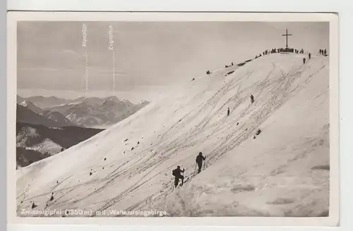 (107191) Foto AK Zwiesel, Kocheler Berge, Gipfel mit Wettersteingebirge, Skifahr