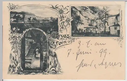(107184) AK Gruß aus Stein an der Traun, Unterirdischer Gang, Schlosshof 1899