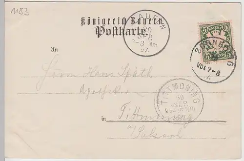 (107182) AK Gruß aus Stein an der Traun, Schloss, Gasthaus zur Post 1897