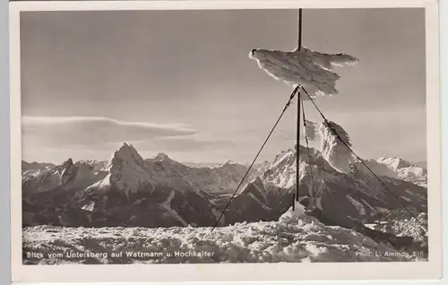 (107176) Foto AK Untersberg, Blick auf Watzmann u. Hochkalter 1952