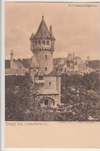 (106987) AK Gruß aus Landsberg am Lech, Prof. Herkomers Mutterturm, bis 1925